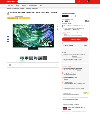 TV Samsung OLED 65" S93D por solo 1,599€