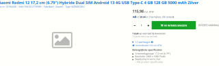 Xiaomi Redmi 12, 8GB ram, 256GB opslag Zilver voor €115,98 bij Max ICT