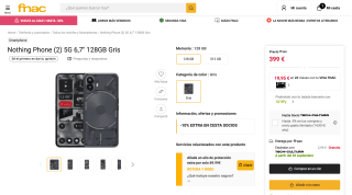 Nothing Phone (2) 5G 128GB Gris por 359,10€