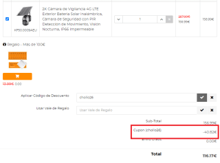 2K Cámara de Vigilancia 4G LTE Exterior Batería Solar Inalámbrica por 116,17€