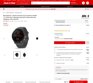 Garmin Forerunner 255 Pantalla 1.3" Garmin Pay Bluetooth Autonomía 14 días 30h modo GPS por solo 190,40€