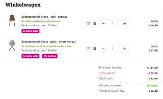 2e halve prijs op eetkamerstoelen bij Leen Bakker