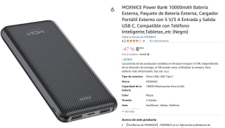 MOXNICE Power Bank 10000mAh Bateria Externa por 8,99€