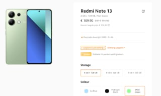 Redmi Note 13 8GB + 256 GB voor 109,90 bij Mi.com