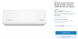 Minisplit Inverter V32 220v Mirage $5,292 | Aires Aurum