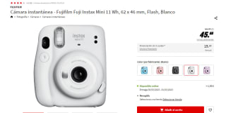 Cámara instantánea Fujifilm Fuji Instax Mini 11 Wh por 45,66€
