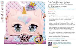 Purse Pets Glamicorn Eenhoorn voor €11,99 bij Amazon en Bol