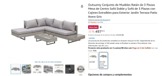 Outsunny Conjunto de Muebles Ratán de 3 Piezas Mesa de Centro Sofá Doble y Sofá de 3 Plazas con Cojines Extraíbles por 497,49€