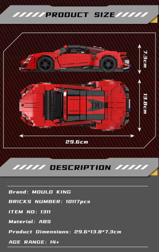 Bloque construcción Mould King 10117 coche carreras deportivo de Lykan por 33,37€