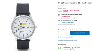 Reloj Conmemorativo 80 años a $339 en Coppel