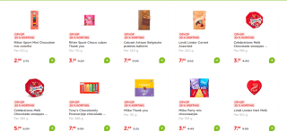 25% korting op Tony's, Milka, Lindt, Celebrations, Ritter Sport of Caluwé Chocolade bij de Plus