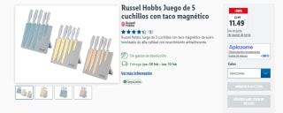 Russel Hobbs Juego de 5 cuchillos con taco magnético por 11,49€