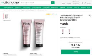 Kit Match Esquadrão do Brilho com Shampoo e Condicionador de 250ml - R$ 57,80