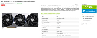 MSI GeForce RTX 5090 32G SUPRIM SOC Videokaart voor €3.699 bij Megekko