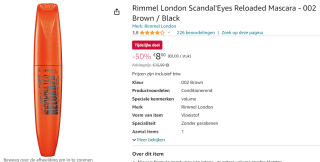 Rimmel ScandalEyes Reloaded Mascara - 002 voor €8 bij Amazon