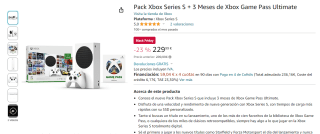 Pack Xbox Series S + 3 Meses de Xbox Game Pass Ultimate por 229,99€
