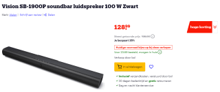 Vision SB-1900P soundbar voor €194 via Bol