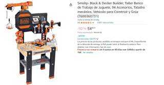 Banco de trabajo de juguete Black & Decker Builder de Smoby con taladro mecánico y vehículo por 54.98€