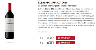 6 Botellas de Lleiroso Crianza 2021 por 39.5€