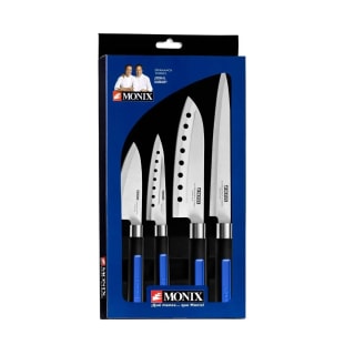 Monix Solid Plus - Juego de 4 cuchillos de cocina japoneses, fabricados en acero inoxidable por 4.3€
