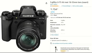 Fujifilm Systeemcamera X-T5 + Fujinon XF standaardlens voor €1754 bij Amazon