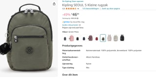 Kipling Seoul S Blue Bleu 2voor €46 bij Amazon