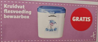 Gratis Kruidvat luiers, sokjes en flesvoeding bewaarbox dmv barcodes