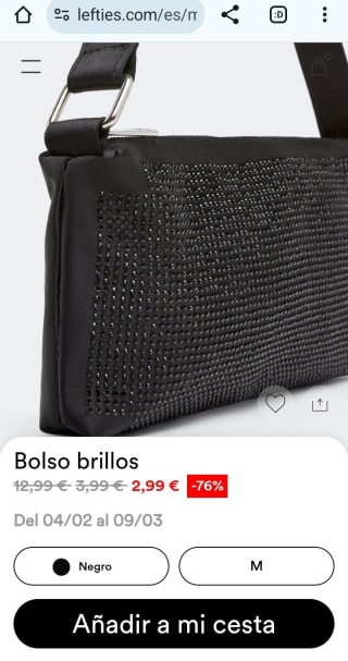 Bolso Brillos en negro por 2,99€.