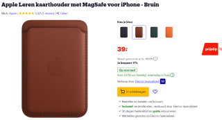 Originele Apple Leather Wallet MagSafe Kaarthouder/Portemonnee Brown voor €39 bij de AH