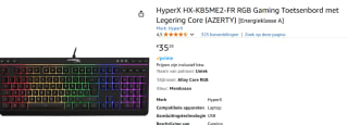 HyperX Alloy Core RGB (Azerty FR) voor €35,28 bij Amazon