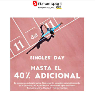 Singel days hasta -40% descuento adicional en Forum Sport