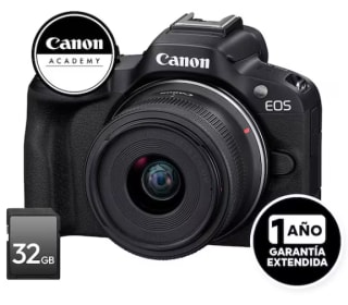 Canon R50 18-45 + SD32G + Online Academy Vlogger+ G Ext por $11,999 en Sanborns
