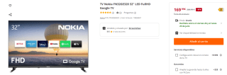 Televisor Nokia FN32GE320 32" LED FullHD Google TV por 169.99€