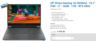 HP Victus Gaming 16-r0030nd laptop voor €999 bij Hardware-experts