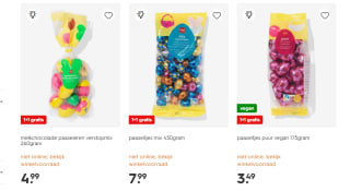 1+1 gratis op alle Paas chocolade bij de Hema