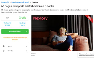 Gratis 60 dagen toegang tot luisterboeken en ebooks bij Nextory via Socialdeal