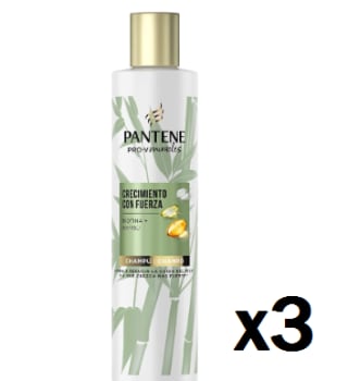 Pack 3 Botes de PANTENE Champú Crecimiento con Fuerza 225ml por 7.5€
