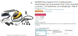 WAGNER Power Steamer 915 E, multifunctionele stoomreiniger met 18 accessoires