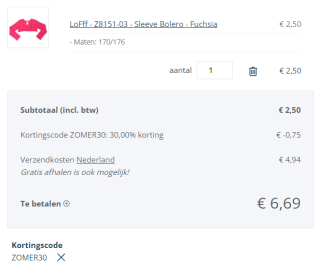 30% extra kassakorting op alle zomerkleding (ook sale!) bij Liza4kids outlet