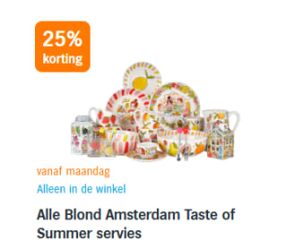 Alle Blond Amsterdam Taste of Summer servies 25% korting bij de AH
