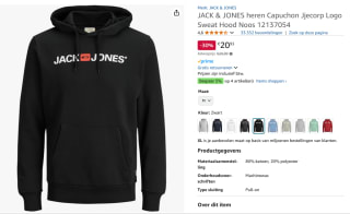 Jack & Jones heren Hoodie voor €20,93 via Amazon