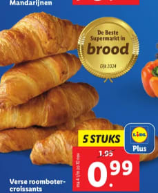5 Roomboter croissants voor €0,99 bij de Lidl