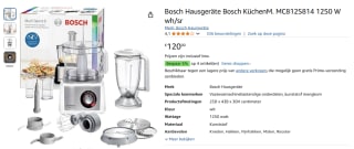 Bosch MC812S814 foodprocessor voor €120 bij Amazon