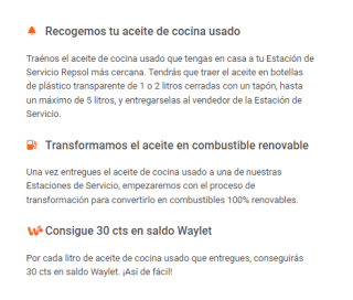 Waylet 30 céntimos por cada litro de aceite de cocina reciclado