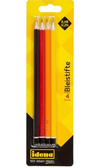Idena 20004 - Lápiz, 4 piezas, dureza H/HB/B/2H por 1,20€.