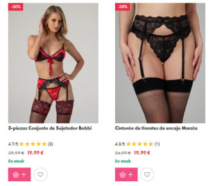 Hasta 95% descuento en Conjuntos de ligueros