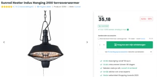 Sunred Heater Indus Hanging terrasverwarmer voor €35,18 bij Toppy