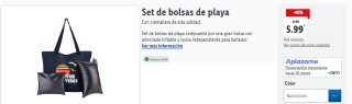 Set de bolsas de playa compuesto por una gran bolsa con almohada inflable y bolsa independiente para bañador. por 5.99€