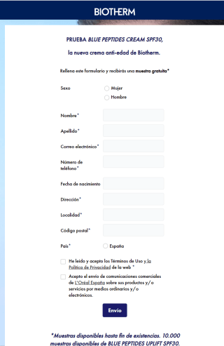 Muestra gratis a domicilio crema anti-edad de Biotherm
