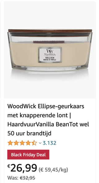 Woodwick kaarsen met korting